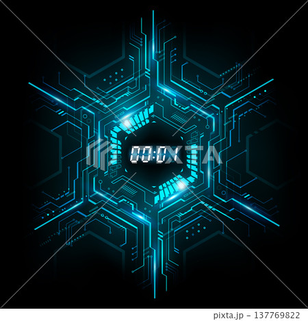 Abstract Futuristic Technology hexagon background with Digital number timer concept and countdown, vector illustration 137769822