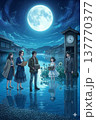 月と青い空と大きな月 137770377