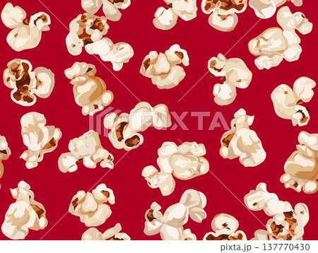 Seamless Popcorn Pattern on Bright Red Background Seamless Popcorn Pattern on Bright Red Background 137770430