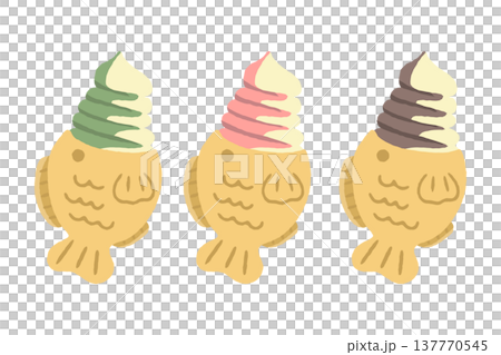 たい焼きソフトクリームのイラストセット 137770545