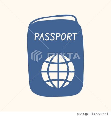 Blue passport icon with globe symbol in flat style. Simple travel document illustration isolated on light background for tourism apps, visa service, navigation and travel design. Blue passport icon with globe symbol in flat style. Simple travel document illustration isolated on light background for tourism apps, visa service, navigation and travel design. 137770661