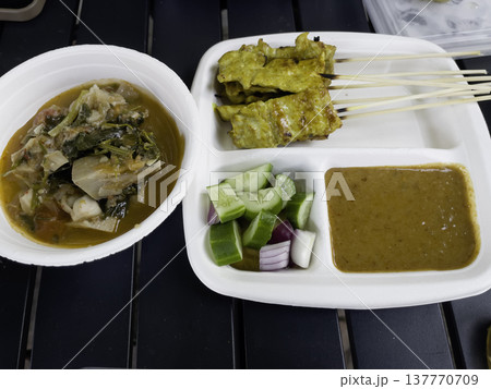 Asian food lifestyle lanna northern Thai street food vendor in Chingmai, Thailand 137770709