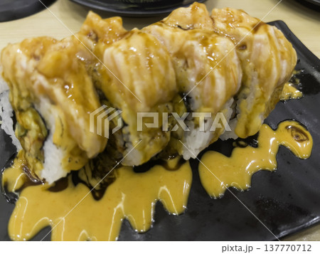 Set different types of the serving board in japanese restaurant 137770712