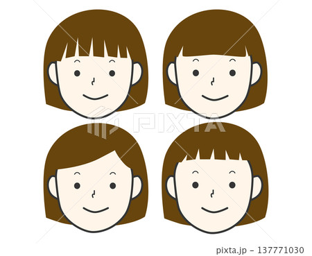 シンプルなボブヘアーの女の子のセット 茶髪 シンプルなボブヘアーの女の子のセット 茶髪 137771030