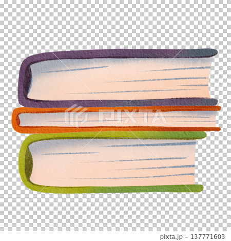 Illustration of a stack of books with different colored covers. Vintage textbooks, hand drawn watercolor hardcovers. Illustration of a stack of books with different colored covers. Vintage textbooks, hand drawn watercolor hardcovers. 137771603