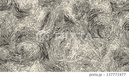 Abstract seamless pattern with digital ink fingerprint lines. Abstract seamless pattern creating organic digital ink lines resembling fingerprints 137771977