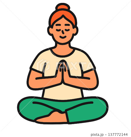 Woman yoga meditation sitting cross legged peaceful mindfulness relaxation 137772144