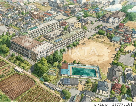 俯瞰で見る上尾市立原市小学校 137772161