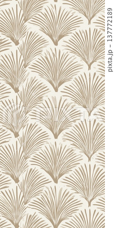 Japanese fan shell motif seamless repeating pattern. Neutral colored repeating pattern with abstract fan shapes creating a decorative texture Japanese fan shell motif seamless repeating pattern. Neutral colored repeating pattern with abstract fan shapes creating a decorative texture 137772189