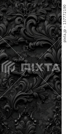 Dark baroque ornate seamless pattern background texture. Dark ornate baroque style repeating pattern forming an elegant classic background Dark baroque ornate seamless pattern background texture. Dark ornate baroque style repeating pattern forming an elegant classic background 137772190