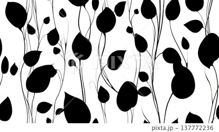 Pothos vine leaves forming elegant seamless pattern. Pothos vine leaves and branches creating a repeating organic pattern on white background Pothos vine leaves forming elegant seamless pattern. Pothos vine leaves and branches creating a repeating organic pattern on white background 137772236