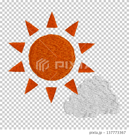 【雲から出てきた太陽】手刺繍イラスト素材 【雲から出てきた太陽】手刺繍イラスト素材 137773367