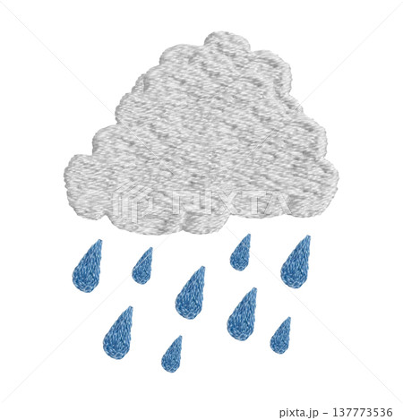 【雲と雨】手刺繍イラスト素材 137773536