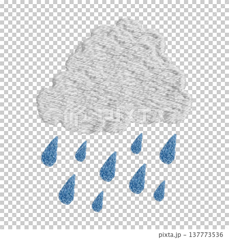 【雲と雨】手刺繍イラスト素材 137773536