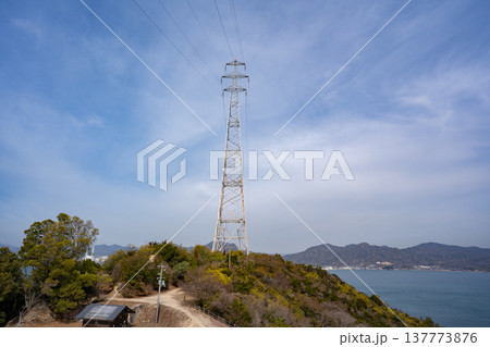 大久野島の日本一高い送電鉄塔 137773876