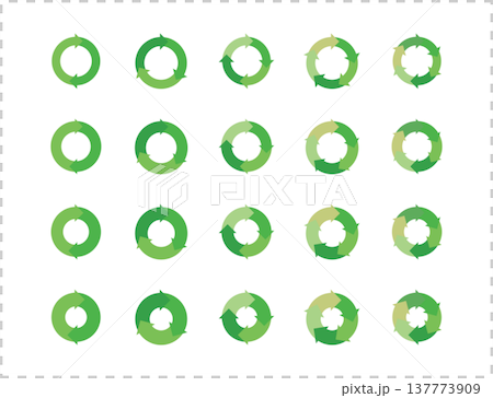 イラスト素材:サイクル図 サイクル矢印 緑 set of recycling icons. recy イラスト素材:サイクル図 サイクル矢印 緑 set of recycling icons. recy 137773909