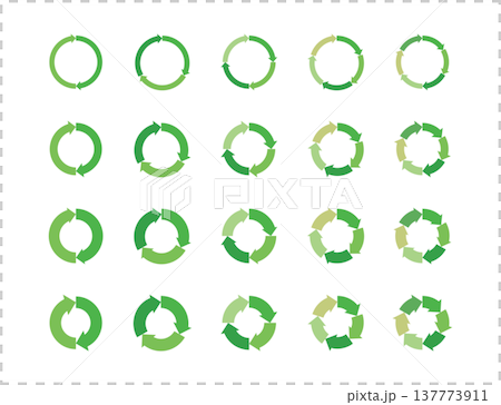 イラスト素材：サイクル図　サイクル矢印　緑　set of recycling icons. recy 137773911