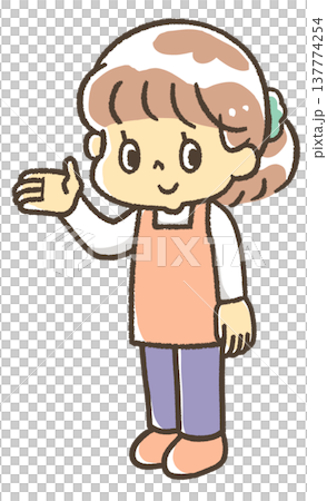 Female whole body of an apron 137774254