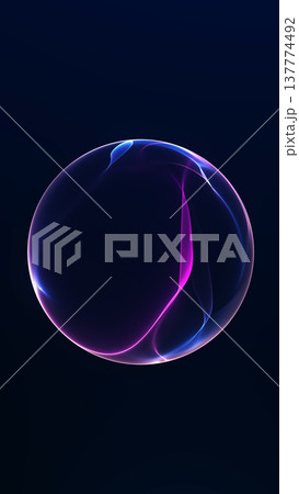 Glowing pink blue sphere with flowing neon ribbons, abstract futuristic texture and vibrant digital elegance on dark background in sharp 4K style. Glowing pink blue sphere with flowing neon ribbons, abstract futuristic texture and vibrant digital elegance on dark background in sharp 4K style. 137774492