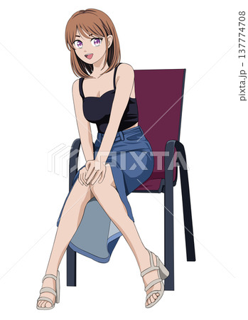 椅子に座る女性 137774708