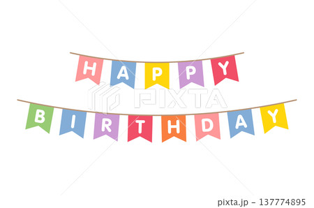 HAPPY BIRTHDAY 2段ガーランド｜誕生日パーティーフラッグ装飾 ベクター 137774895