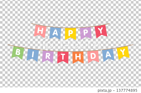 HAPPY BIRTHDAY 2段ガーランド｜誕生日パーティーフラッグ装飾 ベクター 137774895