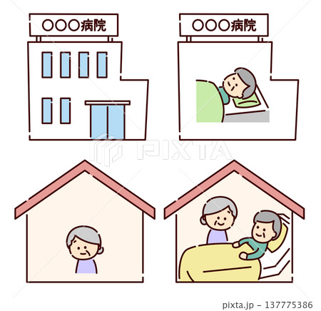 高齢者の入院と自宅療養の様子 137775386