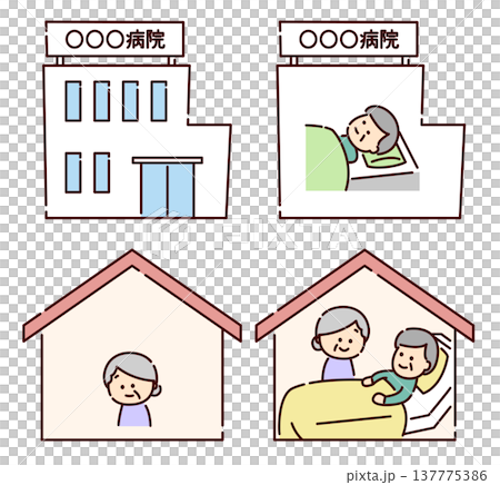 高齢者の入院と自宅療養の様子 137775386