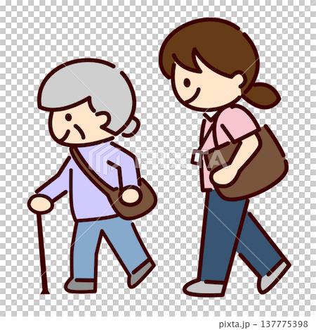 一緒に歩く女性たち女性　シンプル画 137775398