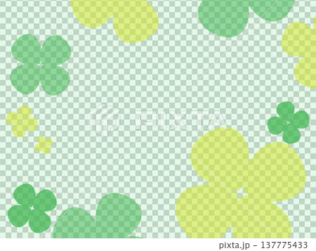 四つ葉のクローバーフレーム　幸運をイメージしたナチュラルなグリーン装飾背景 137775433