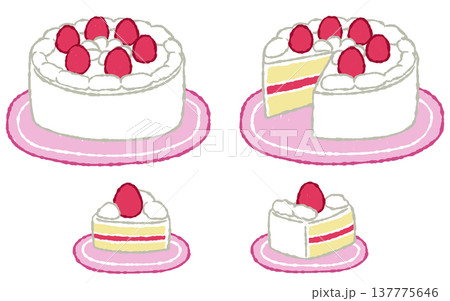 手描きでラフないちごのケーキ 手描きでラフないちごのケーキ 137775646