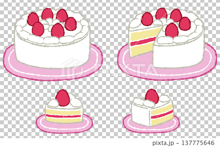 手描きでラフないちごのケーキ 手描きでラフないちごのケーキ 137775646