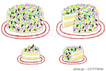 手描きでラフなカラースプレーのケーキ 手描きでラフなカラースプレーのケーキ 137775648