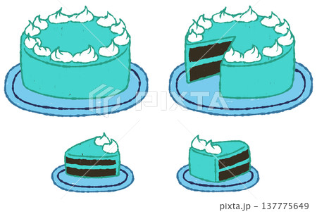 手描きでラフなチョコミントケーキ 137775649