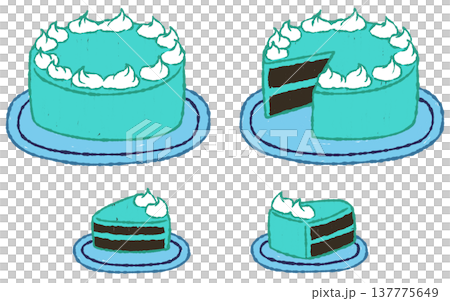 手描きでラフなチョコミントケーキ 137775649