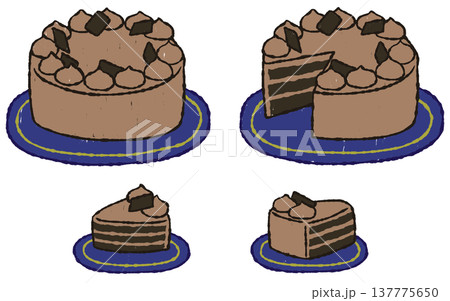 手描きでラフなチョコレートケーキ 137775650