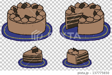 手描きでラフなチョコレートケーキ 137775650