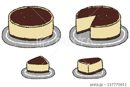 手描きでラフなベイクドチーズケーキ 137775651