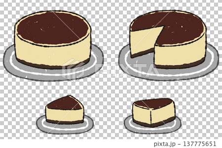 手描きでラフなベイクドチーズケーキ 137775651