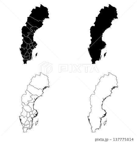 Sweden Outline and Solid Fill Map Set. Sweden Outline and Solid Fill Map Set. 137775814