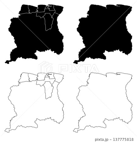 Suriname Outline and Solid Fill Map Set. Suriname Outline and Solid Fill Map Set. 137775818