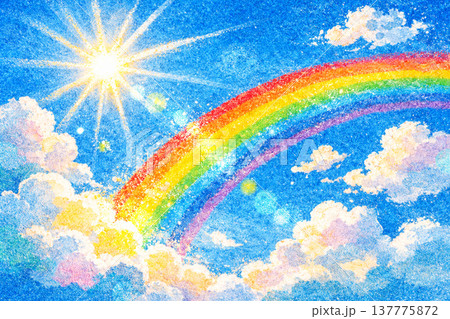 青空　虹　雲　砂絵風 137775872