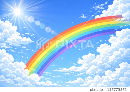 青空　虹　雲　ベクター 137775873