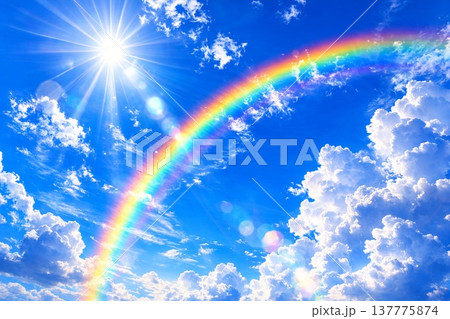 青空　虹　雲　アニメ風 137775874