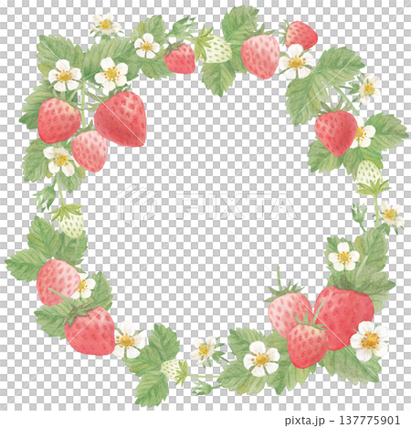 Watercolor strawberry wreath 137775901