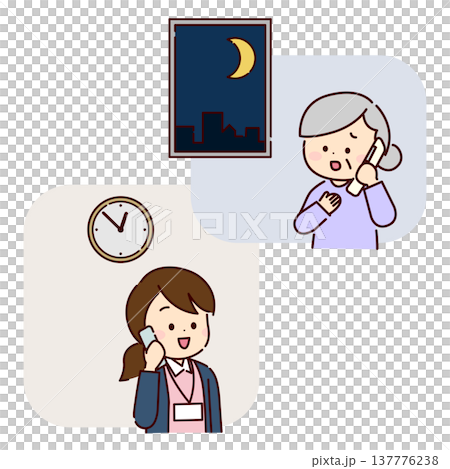 Elderly people calling visiting nurse stations late at night 137776238