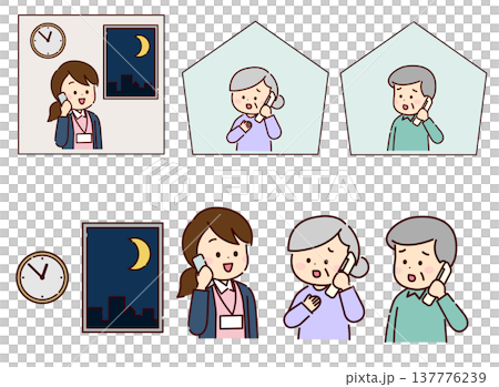 Elderly people calling visiting nurse stations late at night Elderly people calling visiting nurse stations late at night 137776239