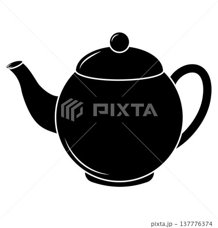 Teapot silhouette vector art white background 137776374
