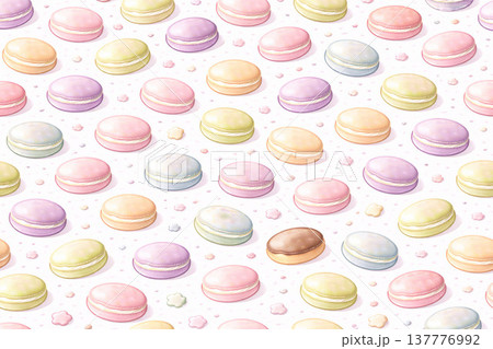 スイーツシリーズ：ミニマカロンの高密度かわいい背景 137776992