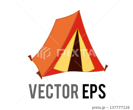 Brightly colored camping tent flat icon with a simple, modern design Brightly colored camping tent flat icon with a simple, modern design 137777126